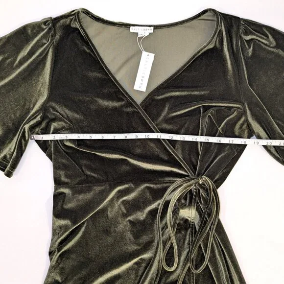 NWT Baltic Born | Katelyn Dark Olive Green Velvet Maxi Wrap Dress | Size XXL - Picture 13 of 15